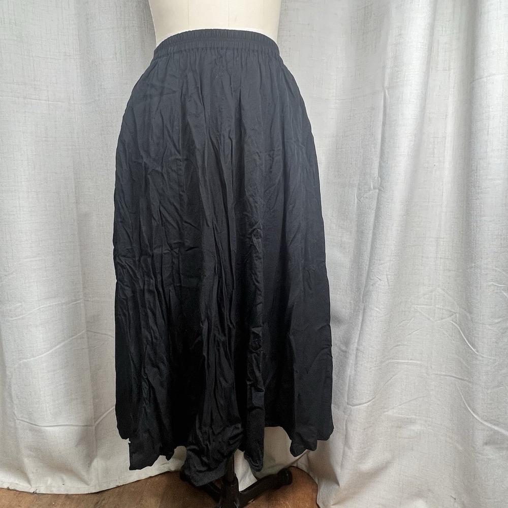 Vintage Banana Republic Safari & Travel Black Maxi Skirt Silk Blend Medium RARE